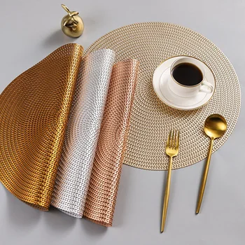 

1pcs Hotel Restaurant High-grade non-slip placemat Round PVC Placemat Nordic Anti-scalding Insulation Table Mat Steak Pad