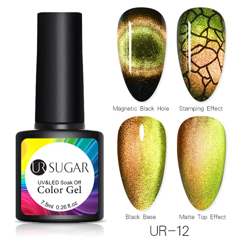 UR-12 UR SUGAR 9D Chameleon Cat Eye Nail Gel Galaxy Magnetic Soak Off UV/LED Nail Varnish Semi Permanent Manicure Gel Lacquer 7.5ml - Цвет: UR-12
