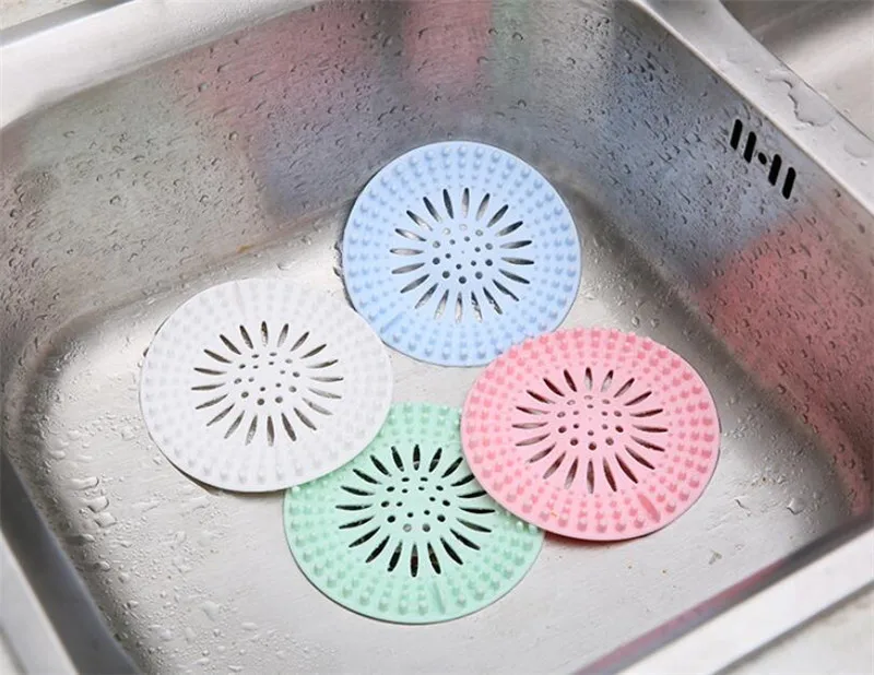 

3 Colors Silicone Kitchen Drain Covers Bathroom Shower Drainer Cover Colander Hair Filter For Home Sink Strainer Drains