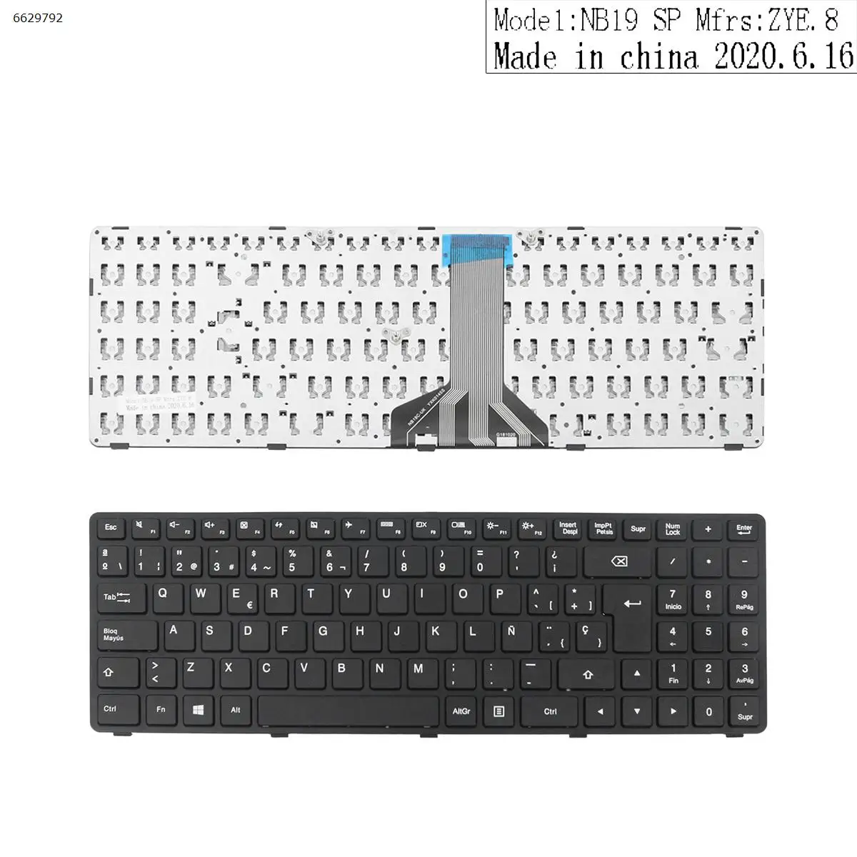 Сменная Клавиатура для ноутбука LENOVO Ideapad 100-15IBD B50-50 с испанской раскладкой черной
