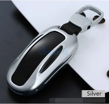 

Silver Golden Gray Color Key Chains Case Ring Cover Chrome Car Styling For Tesla Model X 2016 2017 2018 Accessories