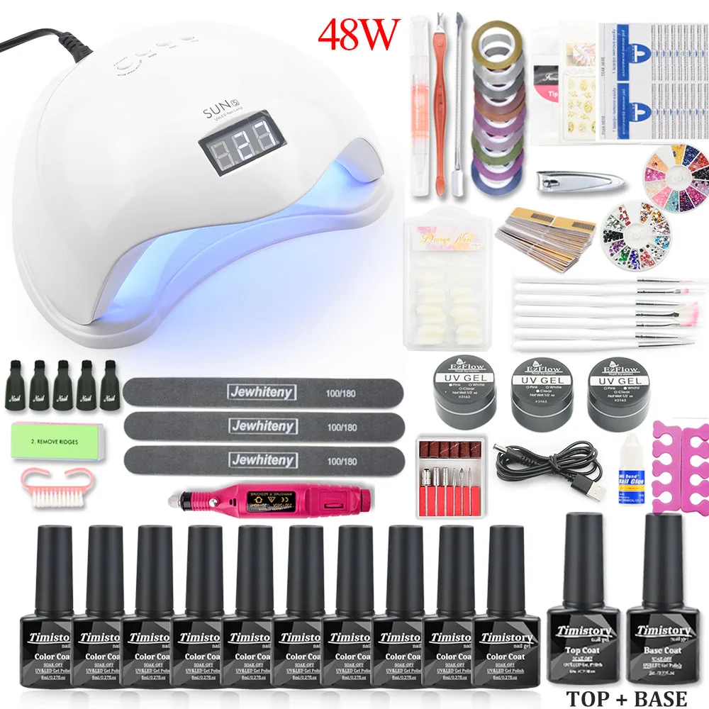 Продажа Набор для ногтей 36 Вт 80 Вт Светодиодная УФ лампа для ногтей Сушилка Гель набор для лаков замачиваемый маникюрный набор гель лаков для ногтей...