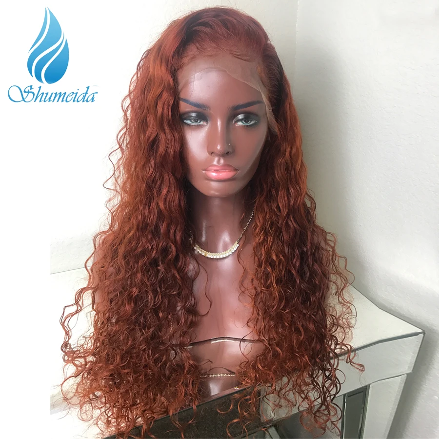 

SMD 360 Remy Hair Glueless Lace Wigs Brown Color Lace Front Wig with Baby Hair Brazilian Jerry Curly Human Hair Wigs for Women