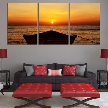 

Wall Art Modular Poster Home Decor Pictures 3 Panel Ocean Sunrise Landscape Frame HD Printed Modern Canvas Living Room Painting
