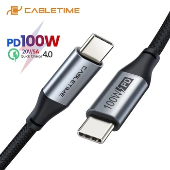 

CABLETIME USB C to USB C PD 100W Cable for Huawei Mate 30 QC 4.0 Fast Charge type c to PD Cable for Macbook Air Samsung S10 C269