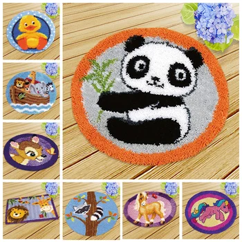 

Pulaqi Panda Latch Hook Rug Canvas Kit Embroidery Latch Hook Kits DIY Knit Fomiaran for Needlework Cross Stitch Crocheting Decor