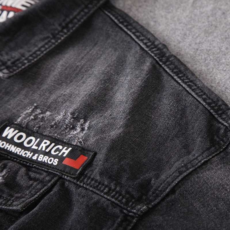 Осенний модный мужской жакет высокого качества черный винтажный дизайн ретро рваные джинсовые куртки мужские уличная хип хоп куртка Hombre