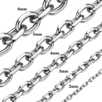 Chaîne O en acier inoxydable pour hommes et femmes, collier Rolo pour pendentif, couleur or/argent/noir, lien de câble, cadeau 2mm 3mm 4mm 5mm 6mm de large 5