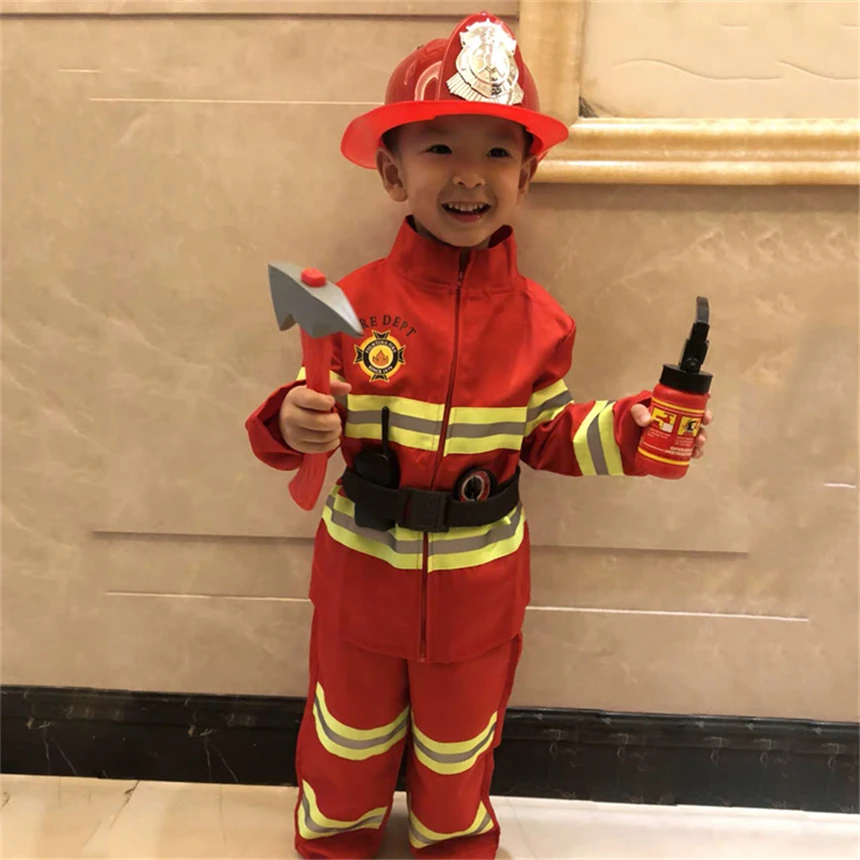 Costumes D Halloween Uniforme De Pompier Pour Enfants Vetements De Spectacle De Pompiers Pour Adolescents Festival De Carnaval Et Ecoles Aliexpress