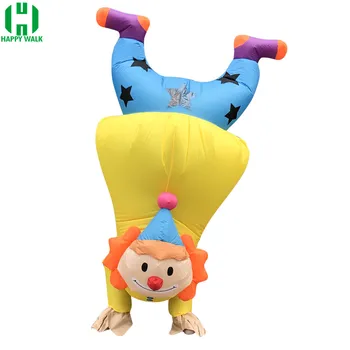 

Adult Funny Yellow Headstand Clown Inflatable Costume Halloween Christmas Party Jumpsuit Annual Carnival Meeting Cosplay Dress