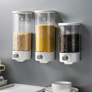 

Grain Storage Box 1000/1500 ML Wall Mount Cereal Food Storage Container Kitchen Cereal Rice Bean Sealed Can Oatmeal Dispenser