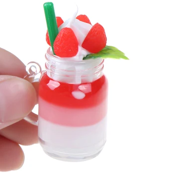 

1pc Cute Dollhouse Miniature Drink Strawberry Ice Cream Cup Set Model Pretend Play Mini Food Fit Play House Toy Doll Accessories