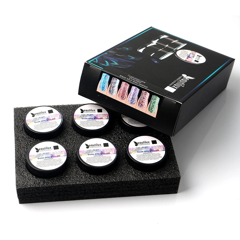 

Beautilux Professional UV LED Nail Gel Polish Kit For Salon Manicure Nais Art Design Dazzling Gels Polish Lacquer Suit 6pcs/set