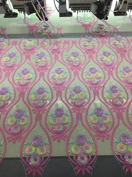 

African french net lace fabrics 3d flowers design tulle lace fabric embroidery beads and stones mesh lace for party