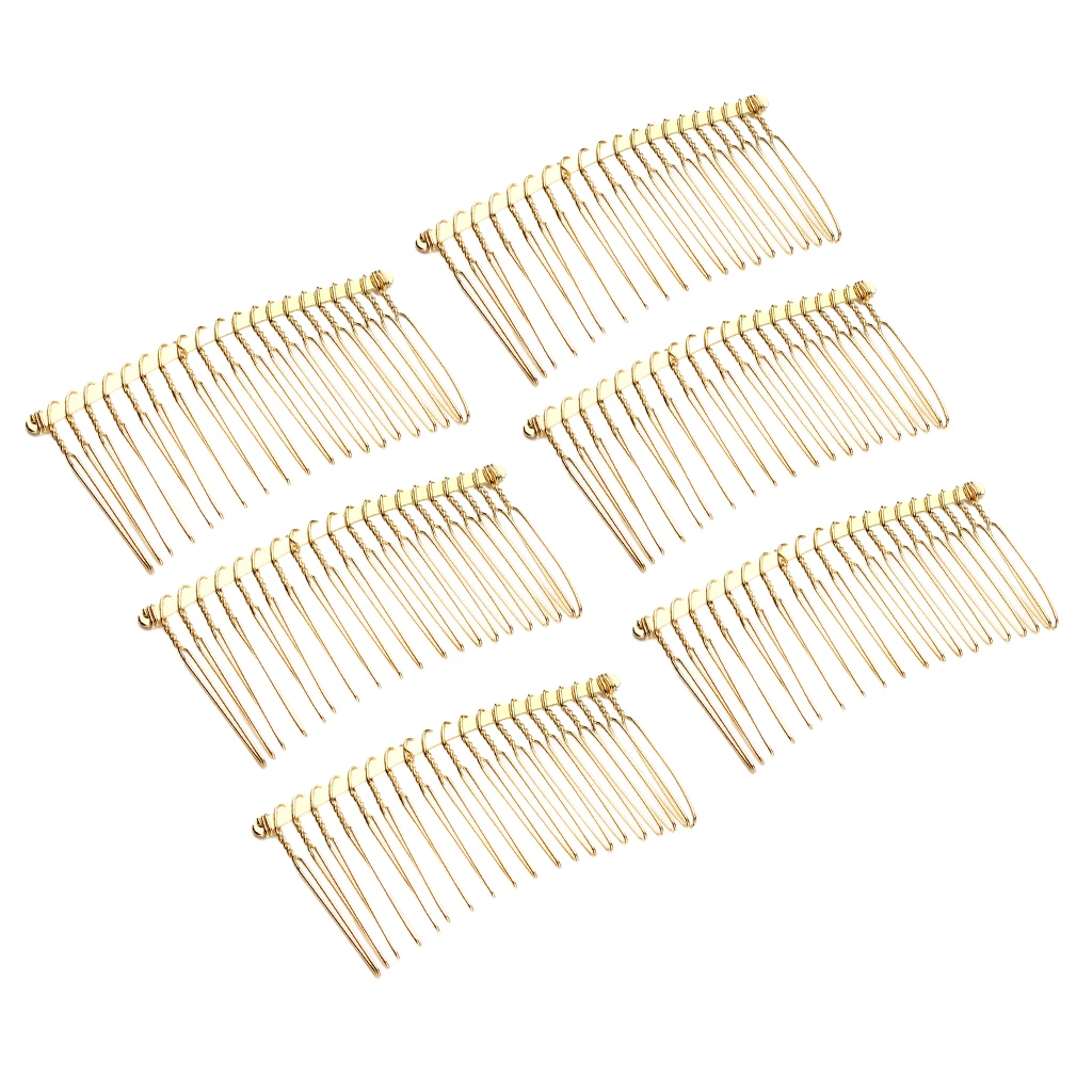 6 Pieces 20 Teeth Hair Clip Combs Metal Wire Hair Combs Wire Twist Bridal Wedding Veil Combs, 1.46 x 2.91 inch