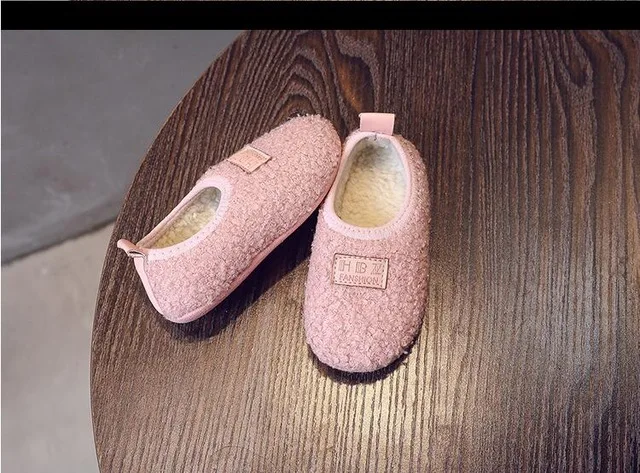 HBZ pink DOGEEK/детская обувь; зимние детские тапочки; зимняя домашняя обувь для мальчиков и девочек; теплая зимняя обувь; Детские хлопковые тапочки; плюшевая повседневная обувь - Цвет: HBZ pink