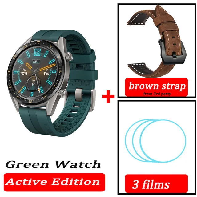 Green n Brown Strap Huawei Watch GT Смарт часы водонепроницаемые телефонные звонки спортивные часы Поддержка gps трекер сердечного ритма для Android iOS - Цвет: Green n Brown Strap