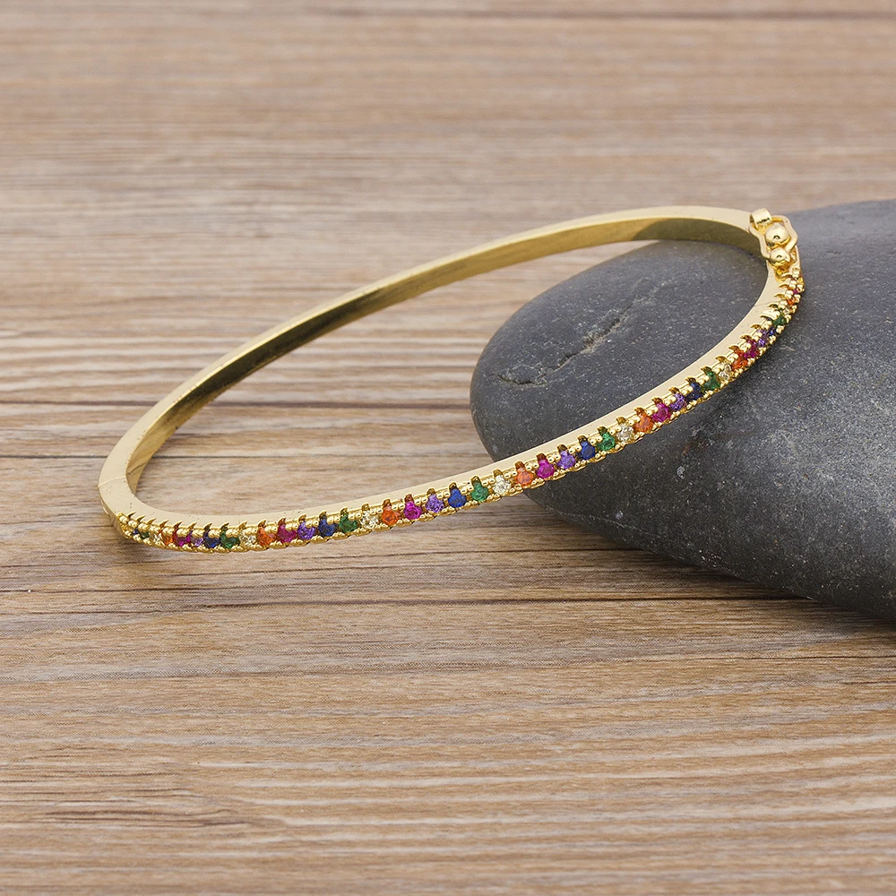 Zirconia Bangle Bracelet Copper Zirconia Rhinestone Cuff for Women Girls