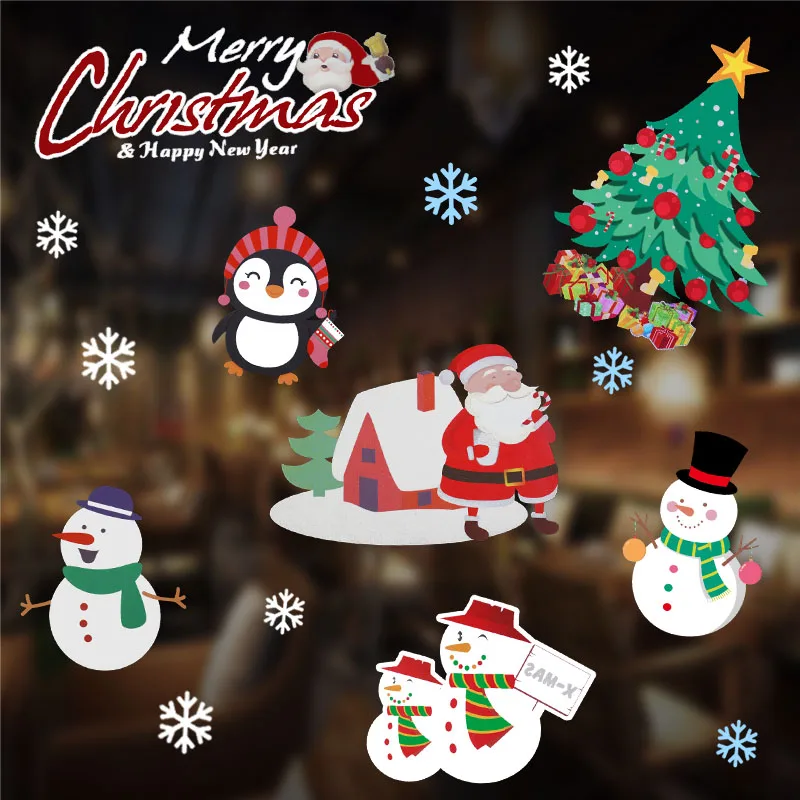1 Set Christmas Wall Sticker Snowflake Santa Claus Deer Xmas Tree Decals Glass Window Kids Room Home Decor Murals | Дом и сад
