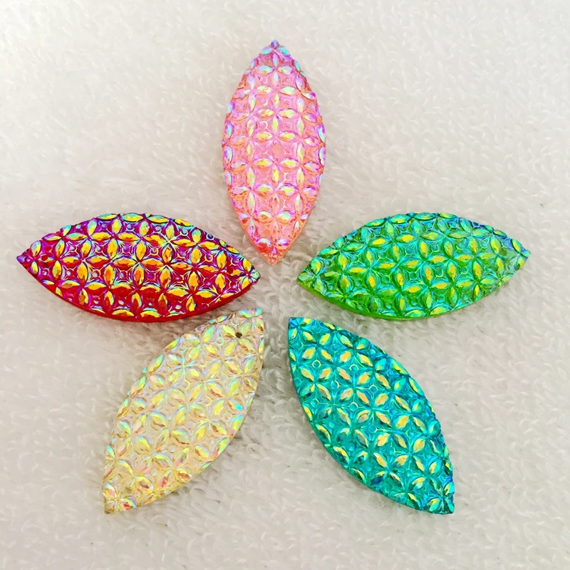 8 шт., смешанные цвета лошадиный глаз стразы из пластичного полимера sew On Stone ювелирные бусины с плоской задней частью-Y48A