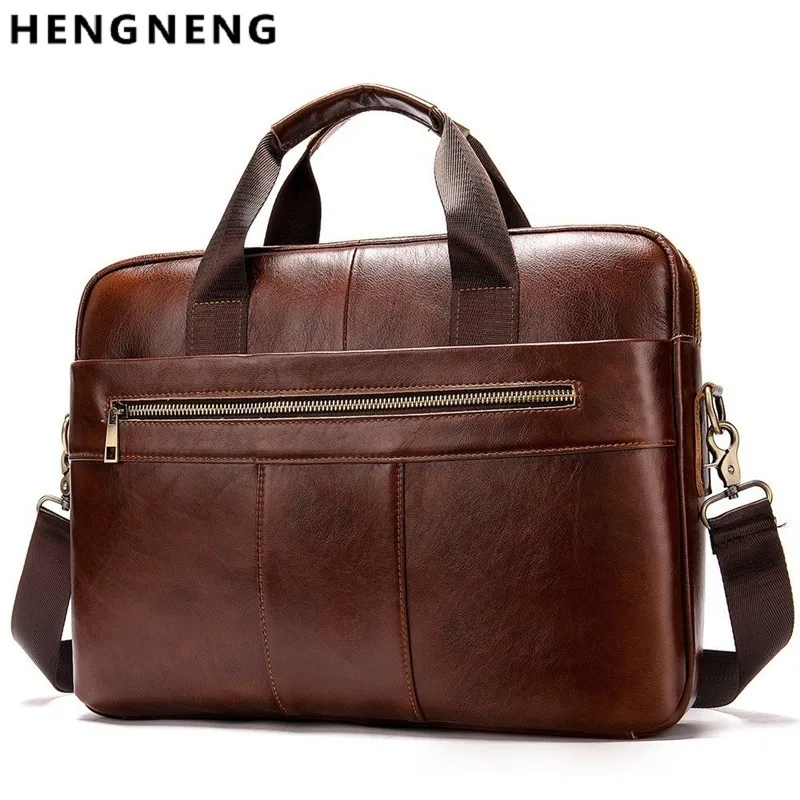 

Men's Briefcase Bag Men's Genuine Leather Laptop Bag Business Tote For Document Office Portable Laptop Shoulder Bag