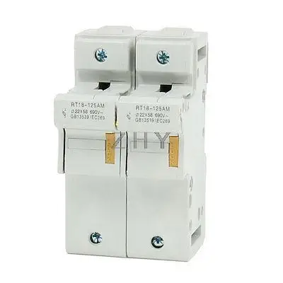 

Plastic 58mmx22mm Two Poles Fuse Holder AC 690V 125A RT18-125AM