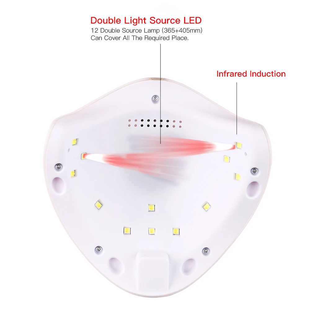 36W УФ-светодиодный светильник для ногтей Сушилка для ногтей Гель-лак USB Портативный лампа солнечного света, быстро сохнут, смарт-Timing30s/60/99 s ногтей, для маникюра
