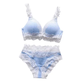 

Wireless Lace Lightly Lined Triangle Bra Set Cotton Lacy Underwear Women Lingerie Comfortable Brassieres
