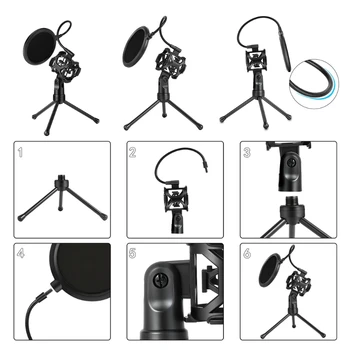 

Microphone Filter Holder Stick Desktop Tripod Stand Anti-Spray Net Kit PS-2 G6DD