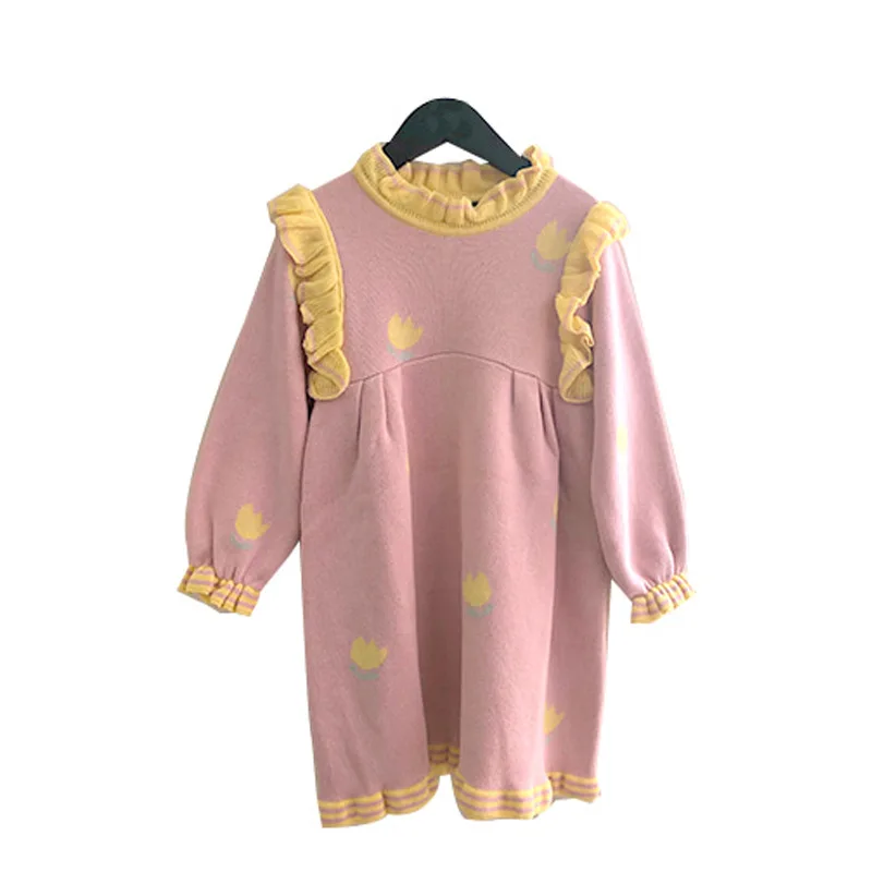 PINK DRESS Ins/Популярные платья принцессы для девочек; свитеры; модная Роскошная Одежда для девочек; костюм принцессы; Рождественская одежда - Цвет: PINK DRESS