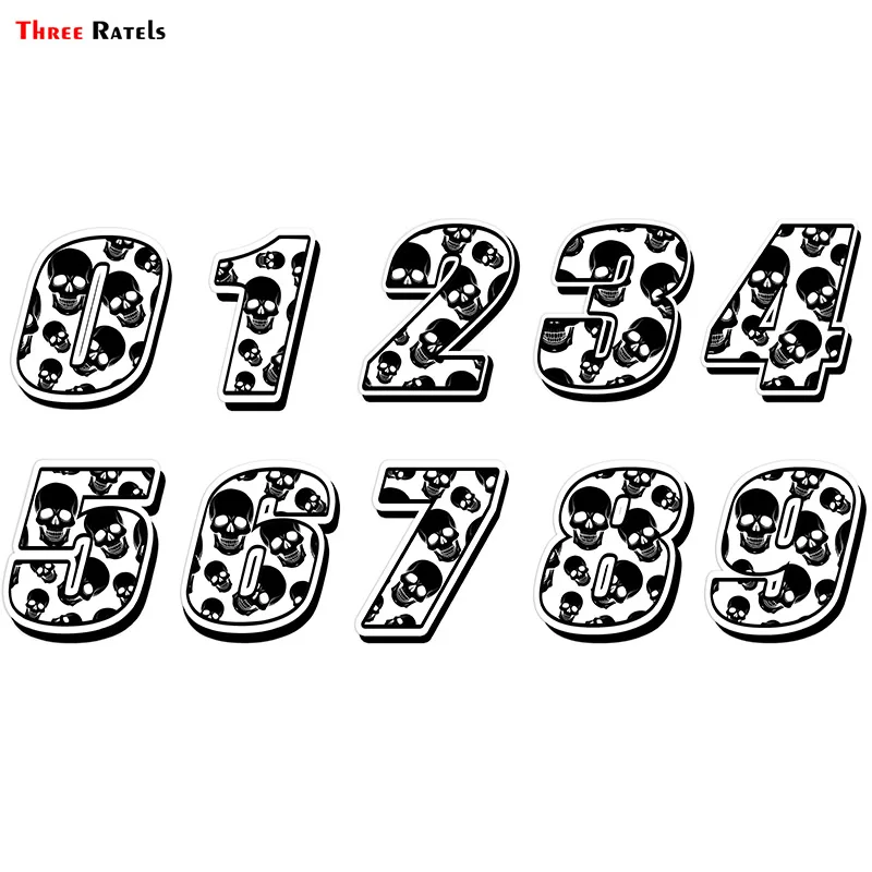 

Three Ratels FTC-870# Car Styling Racing Number skull Sticker Motocross Auto Stickers Bike Car Waterproof decals