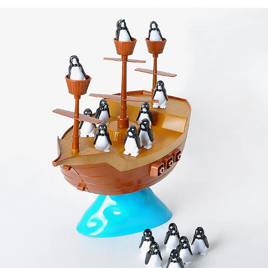 Funny Desktop Game Pirate Boat Toy Penguin Balance Game ABS Plastic