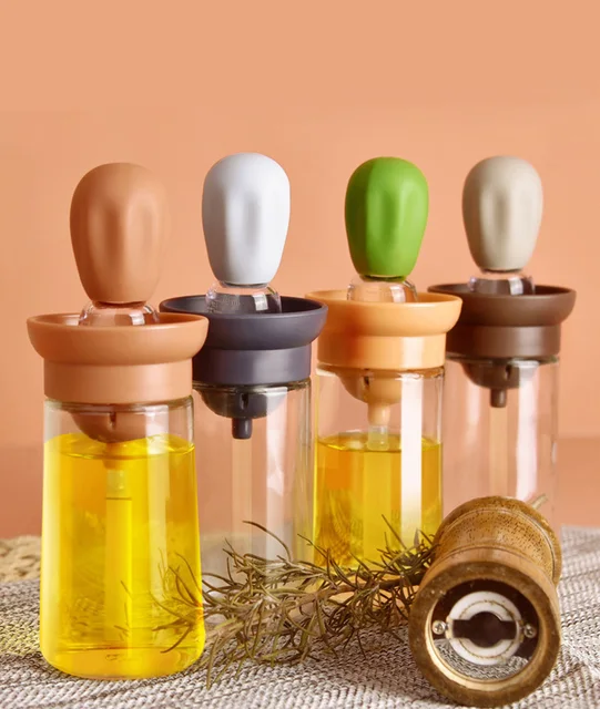Dispenser Olio Con Pennello - Bottiglia In Vetro Da 550 Ml - Per Olio, Aceto E Barbecue