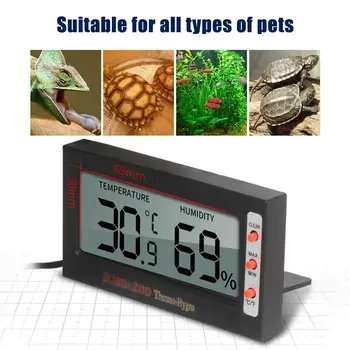 

Reptile Electronic Thermometer Hygrometer With Suction Cup Reptile Box Cylinder Temperature And Humidity Measurement Instrument