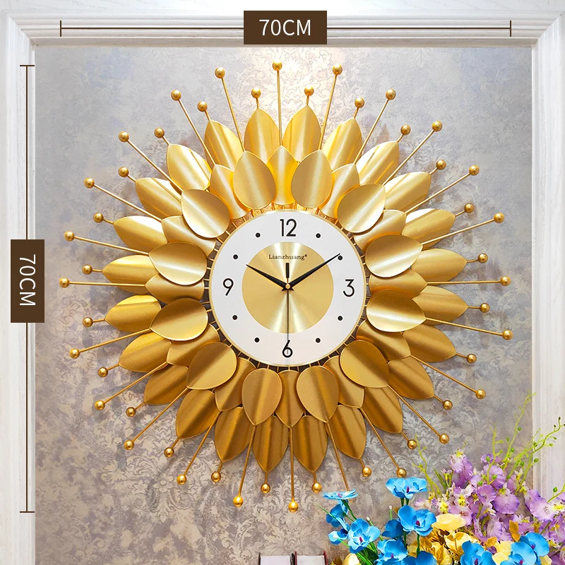 Golden Leaf Art Wall Clock Gold  