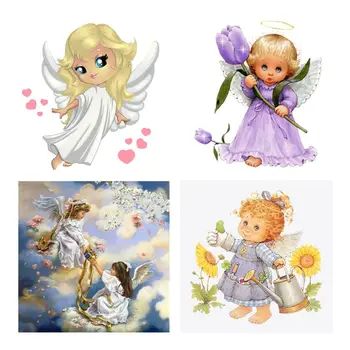 

New 4 Pack Little Angel 5D DIY Diamond Painting Kits Full Drill Rhinestone Embroidery Cross Stitch Home Decor