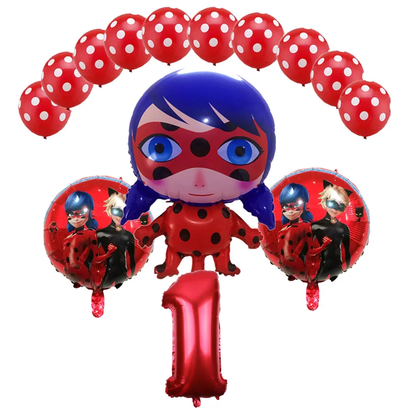 

2019 14 pcs Cute Ladybug Princess Balloon 16inch red 1-9 number Birthday Party Decoration Girl Cute Toy