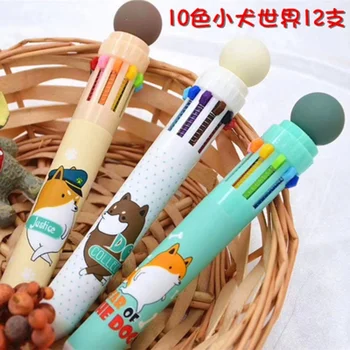 

10-color cartoon dog ballpoint pens 12pcs/lot