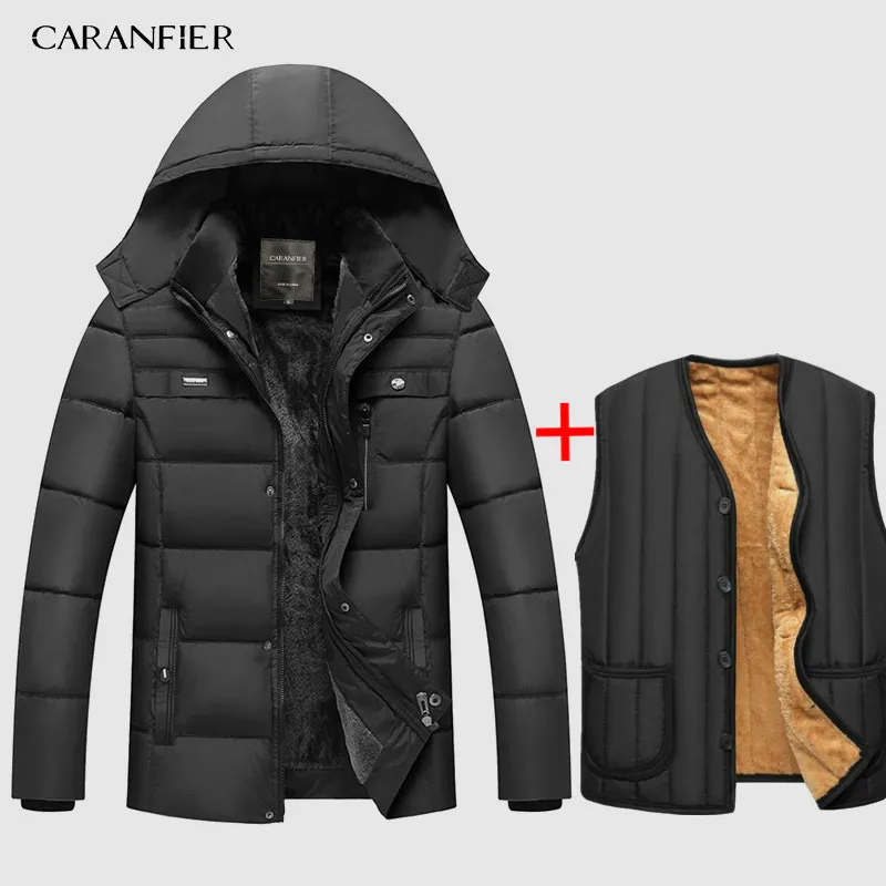 SS1Blue Vest CARANFIER теплая толстая зимняя куртка мужская одежда Повседневная стоячий воротник высокое качество модное Брендовое зимнее пальто Мужская парка верхняя одежда - Цвет: SS1Blue Vest