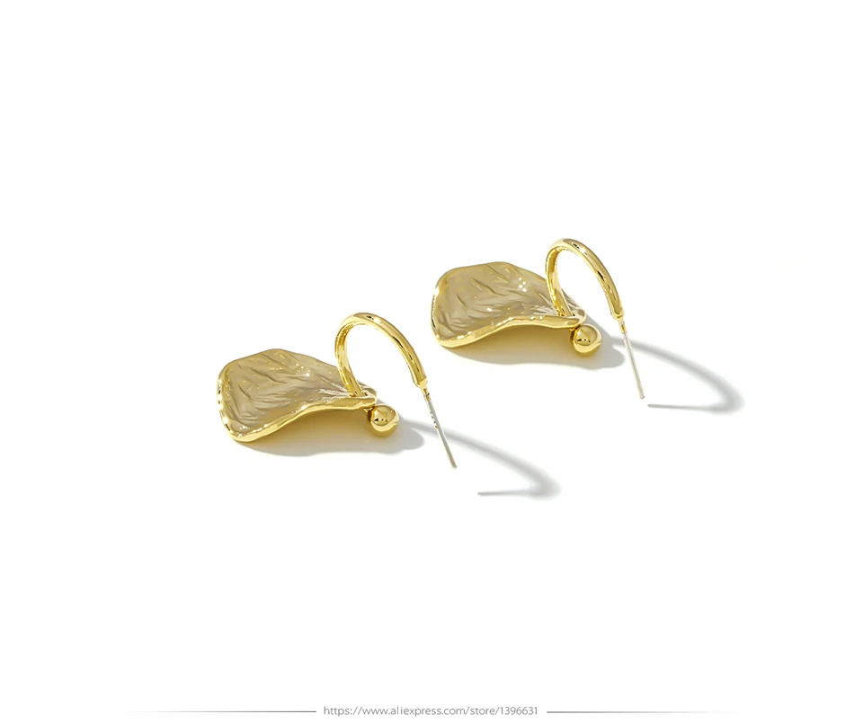Yhpup медные 16 к металлические очаровательные Подвесные серьги неправильные геометрические золотые Винтажные серьги женские офисные S925 ювелирные изделия Bijoux Femme