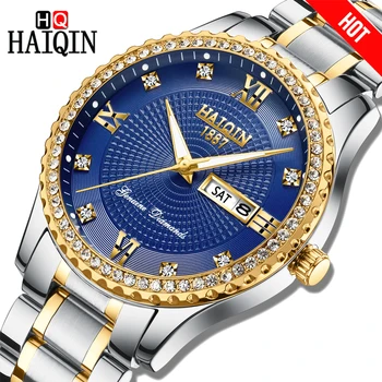 

HAIQIN Business Men Watch Quartz Diamond Male WristWatch 2019 luxury brand Men Military waterproof Sport Watch Relogio Masculino