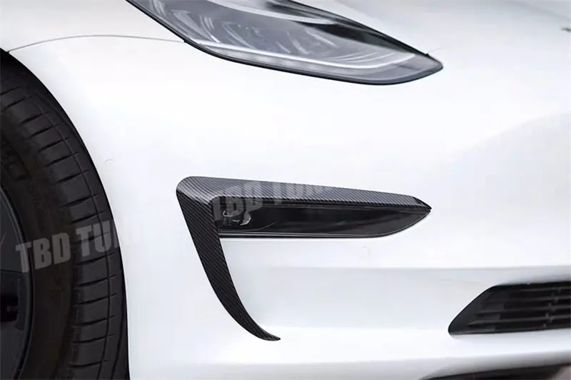 Передние противотуманные фары украшения для Tesla модель 3+ углеродное волокно вид передние противотуманные фары отмена отделка Аксессуары