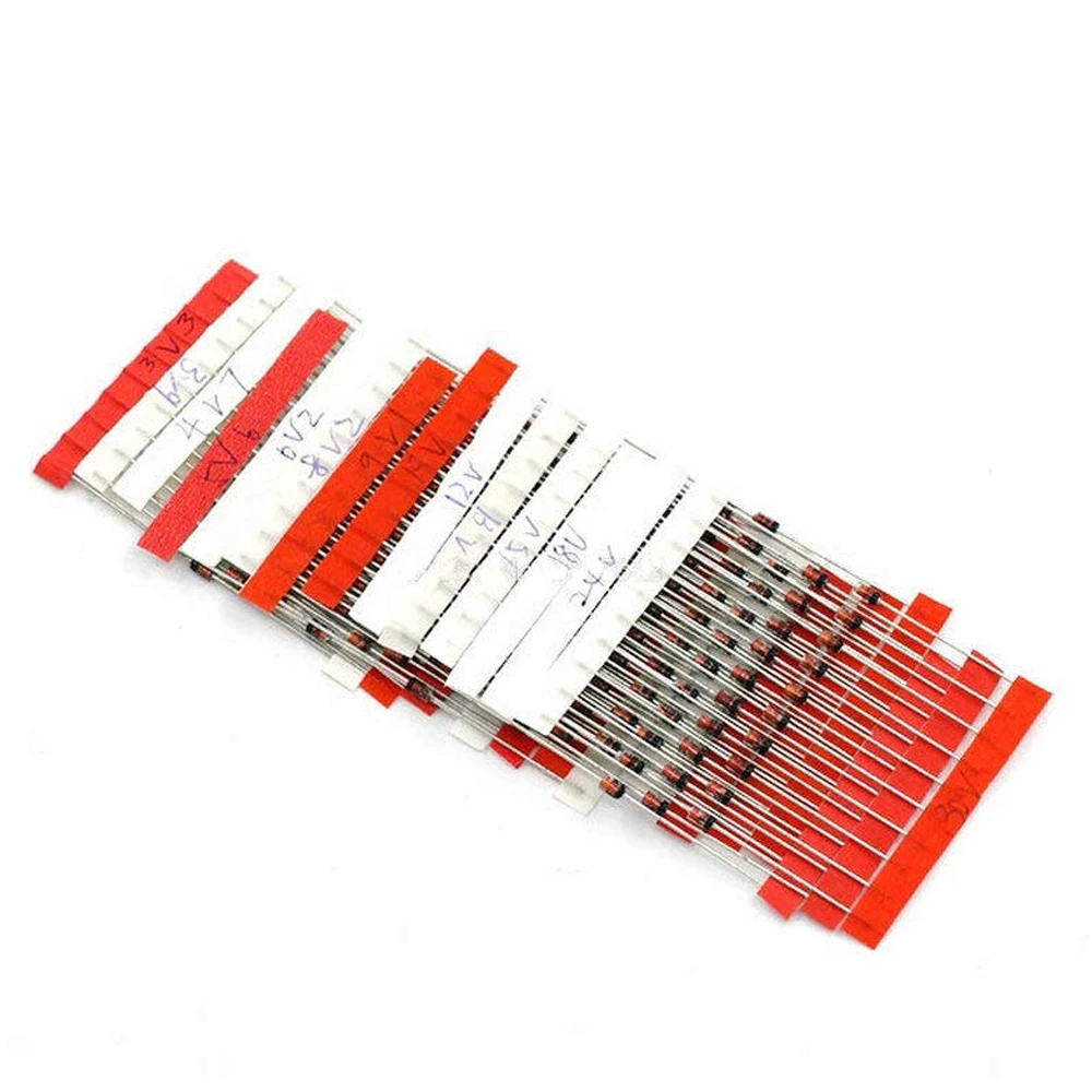 70Pcs/Lot Zener Diode Assorment Kit Through Hole DO-35 14 Values 3.3V 3.9V 4.7V 5.1V 5.6V 6.2V 8.2V 9.1V 10V 12V 13V 15V 18V 30V |