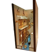 DIY Alley Buch Nook Holz Jiangnan Wasser Stadt Wuzhen embly Modell Bücherregal Straße mit Licht Modell Gebäude Kit