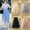 2022 Newest Hot Women's Tulle Skirt Elastic High Waist Underskirt Ballet Irregular Pleated Maxi Skirt Sheer Tutu Tulle Skirts ► Photo 3/6