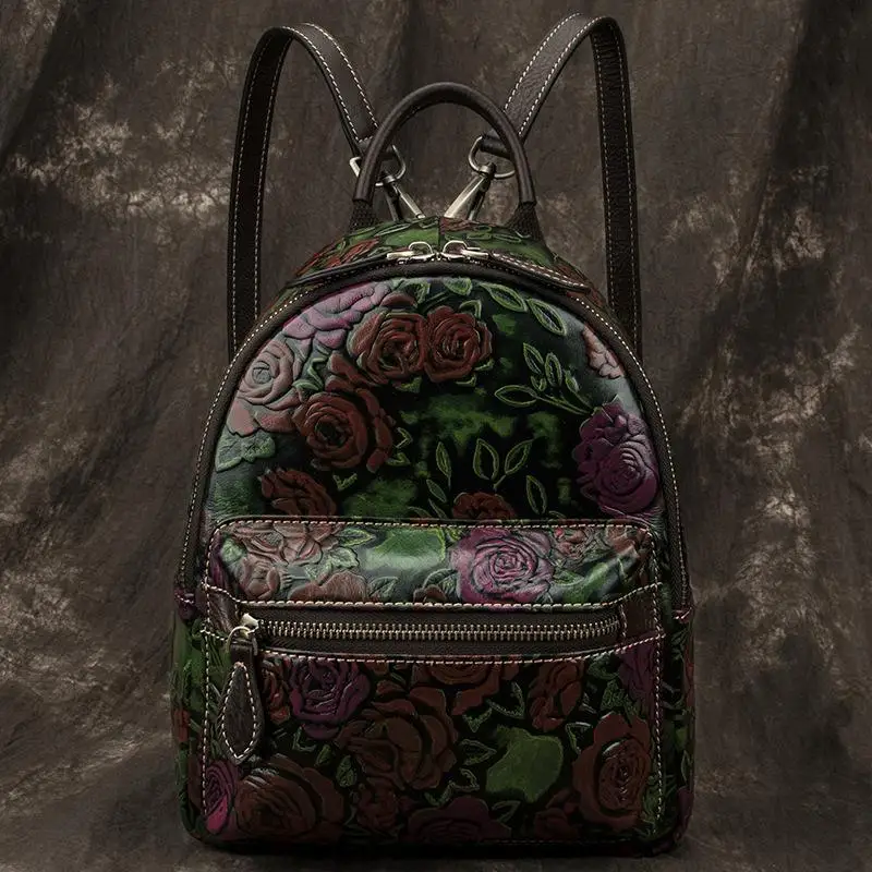 Новинка, высококачественный мини-рюкзак из натуральной кожи в стиле ретро, ручная работа, винтажная Маленькая женская сумка, рюкзак для путешествий - Цвет: Зеленый