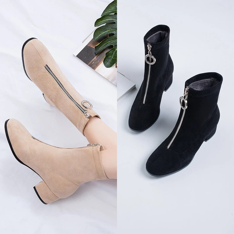 beige sock ankle boots