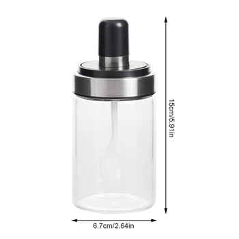 

3Pcs Glass Airtight Jar Spice Containers Bottle Condiment Salt Pepper Seasoning Storage Bottle Spice Jars Pot with Spoon Lid