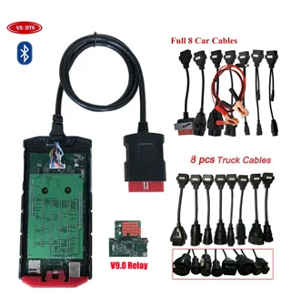 obd2 сканер vd tcs cdp pro для delphis vd ds150e cdp15R3 keygen bluetooth obd диагностический инструмент+ 8 шт. автомобильные грузовые кабели - Цвет: Bluetooth
