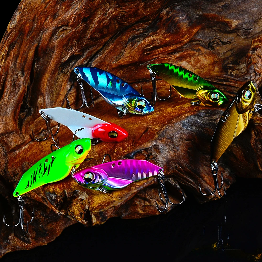 1pc VIB Lure 3D Eyes Pencil 5g 7g 12g 17g 20g Balancer Spoon Spinner Painting Fishing Lure Hard Bait Fishing Tackle Treble Hook